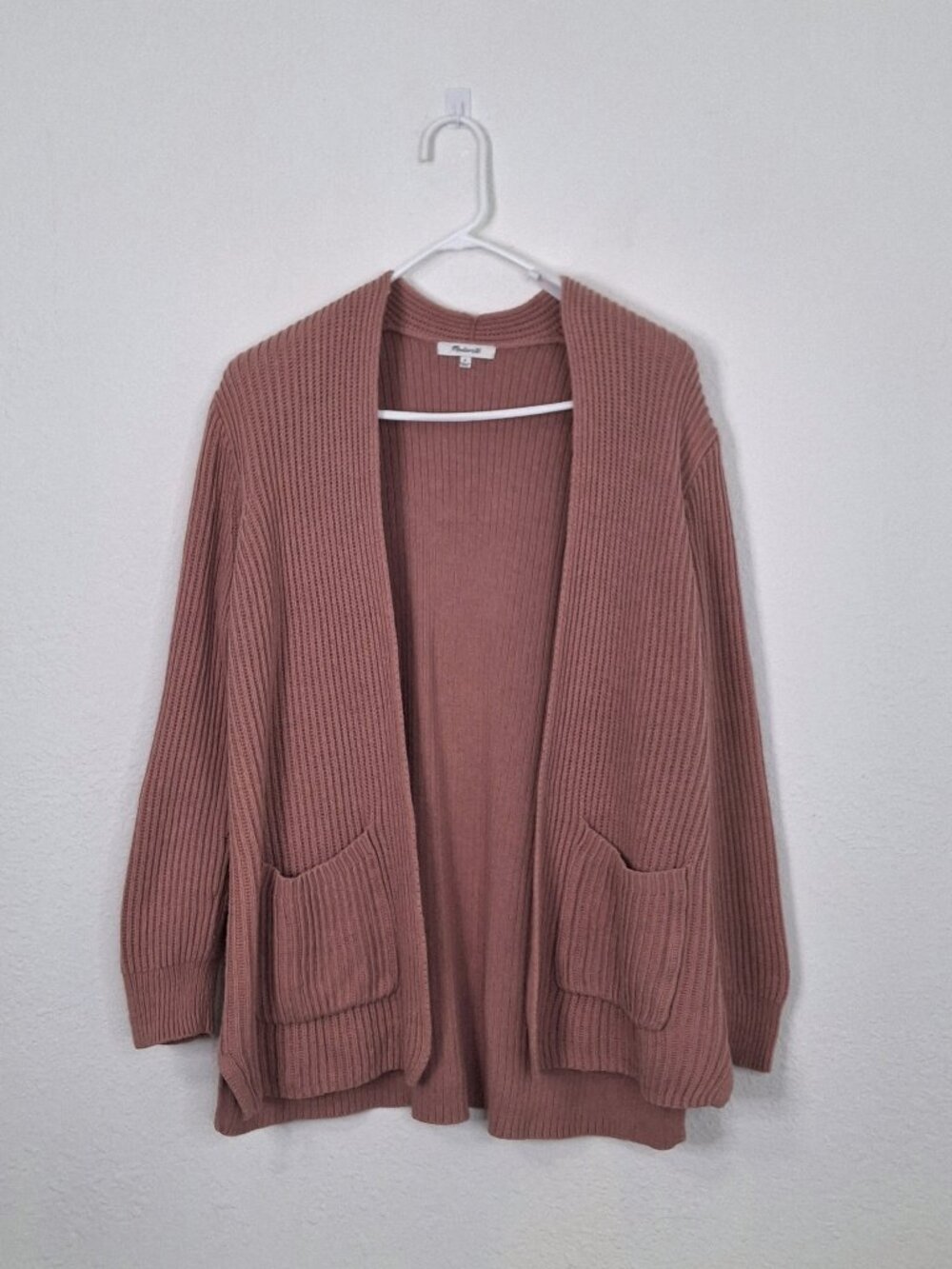 Madewell Dusty Rose Ribbed Open Cardigan